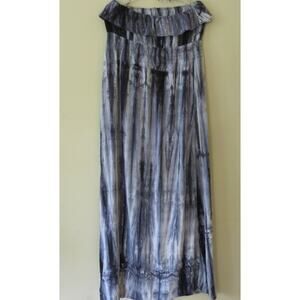 LEO MEETS VIRGO  Off Shoulder Maxi Dress Size S Tie Dye Blues Hippie Boho Casual